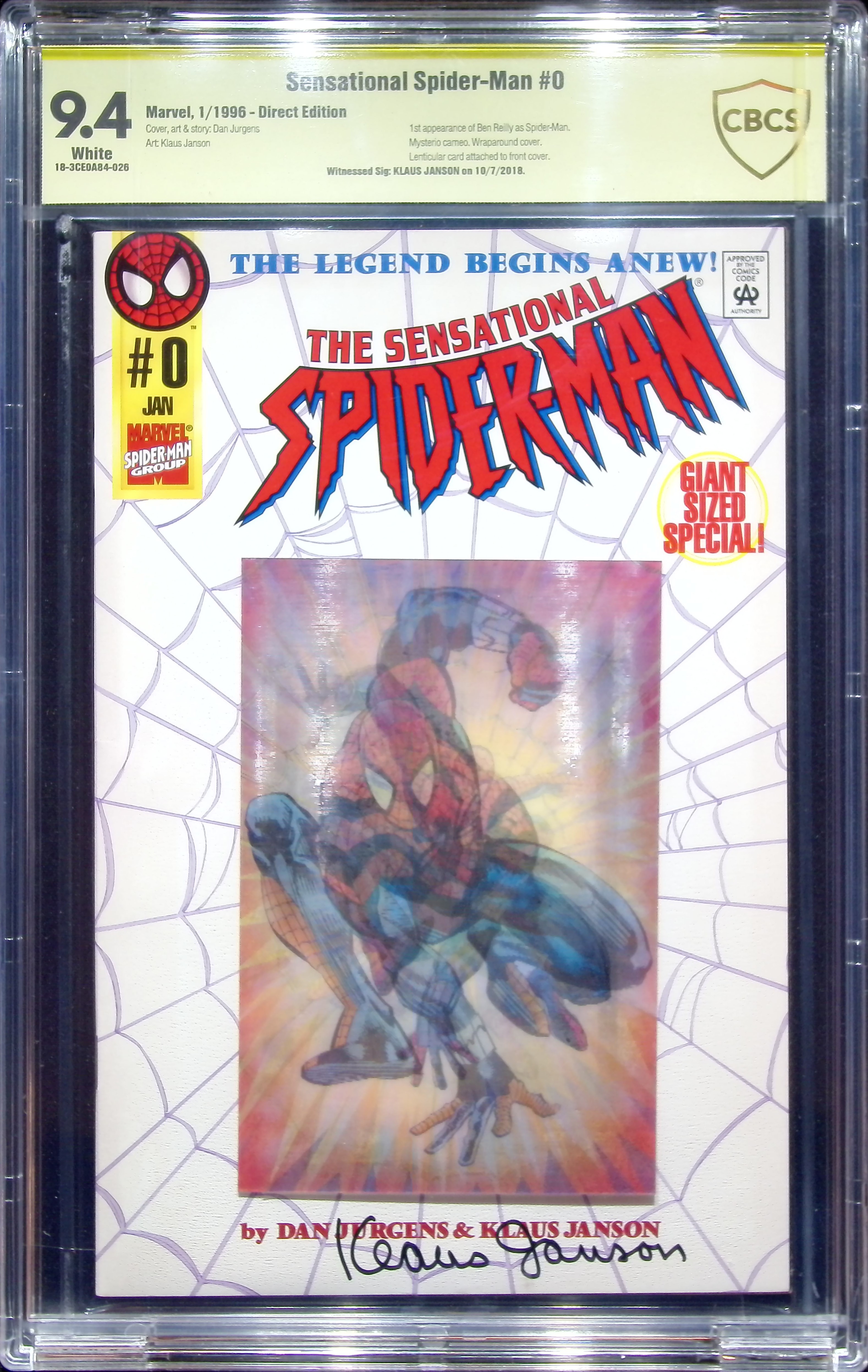1996 Sensational Spider-Man #0 CBCS 9.4 Marvel Comics