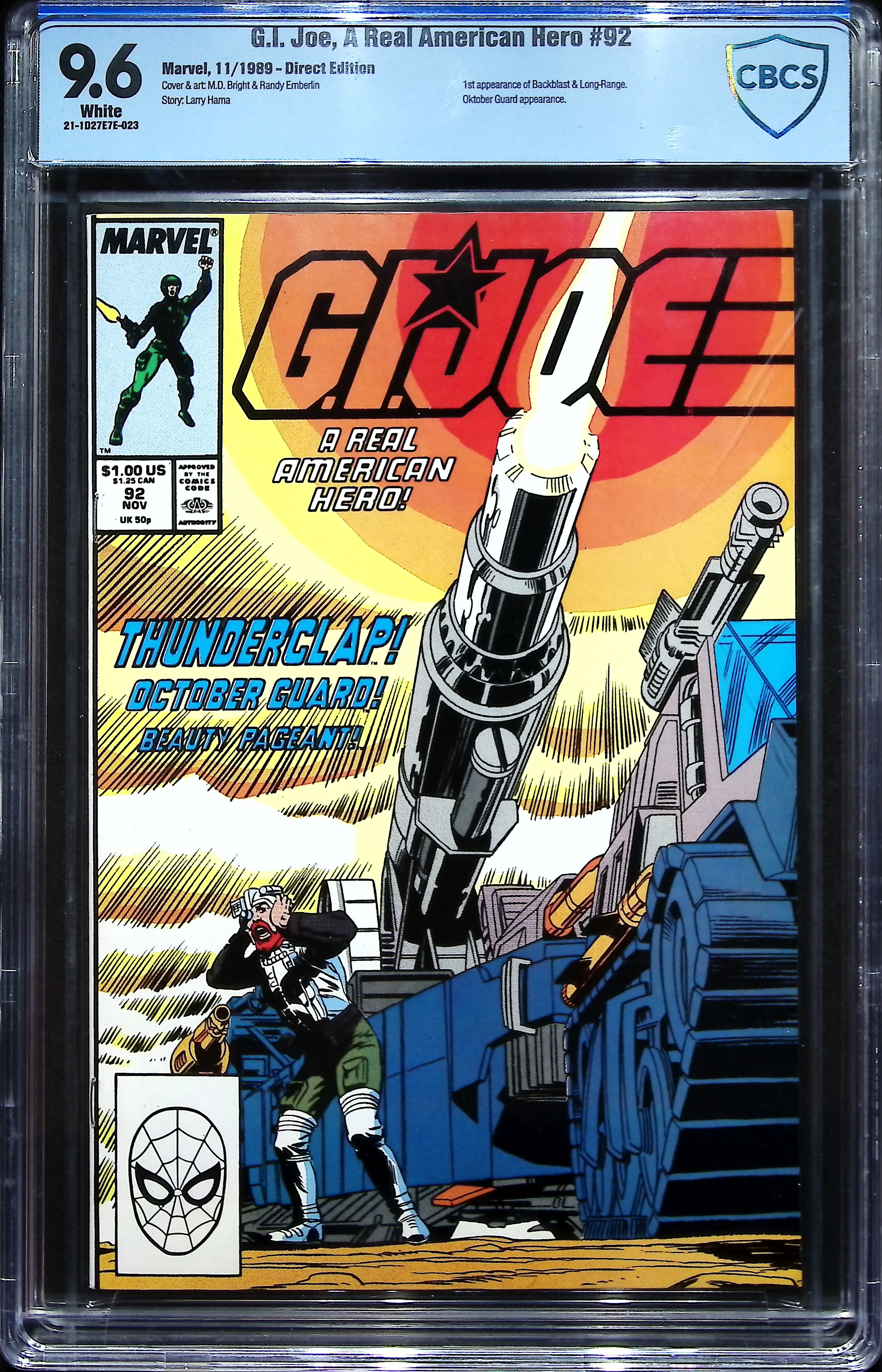 1989 G.I.Joe, A Real American Hero #92 CBCS 9.6 Marvel Comics