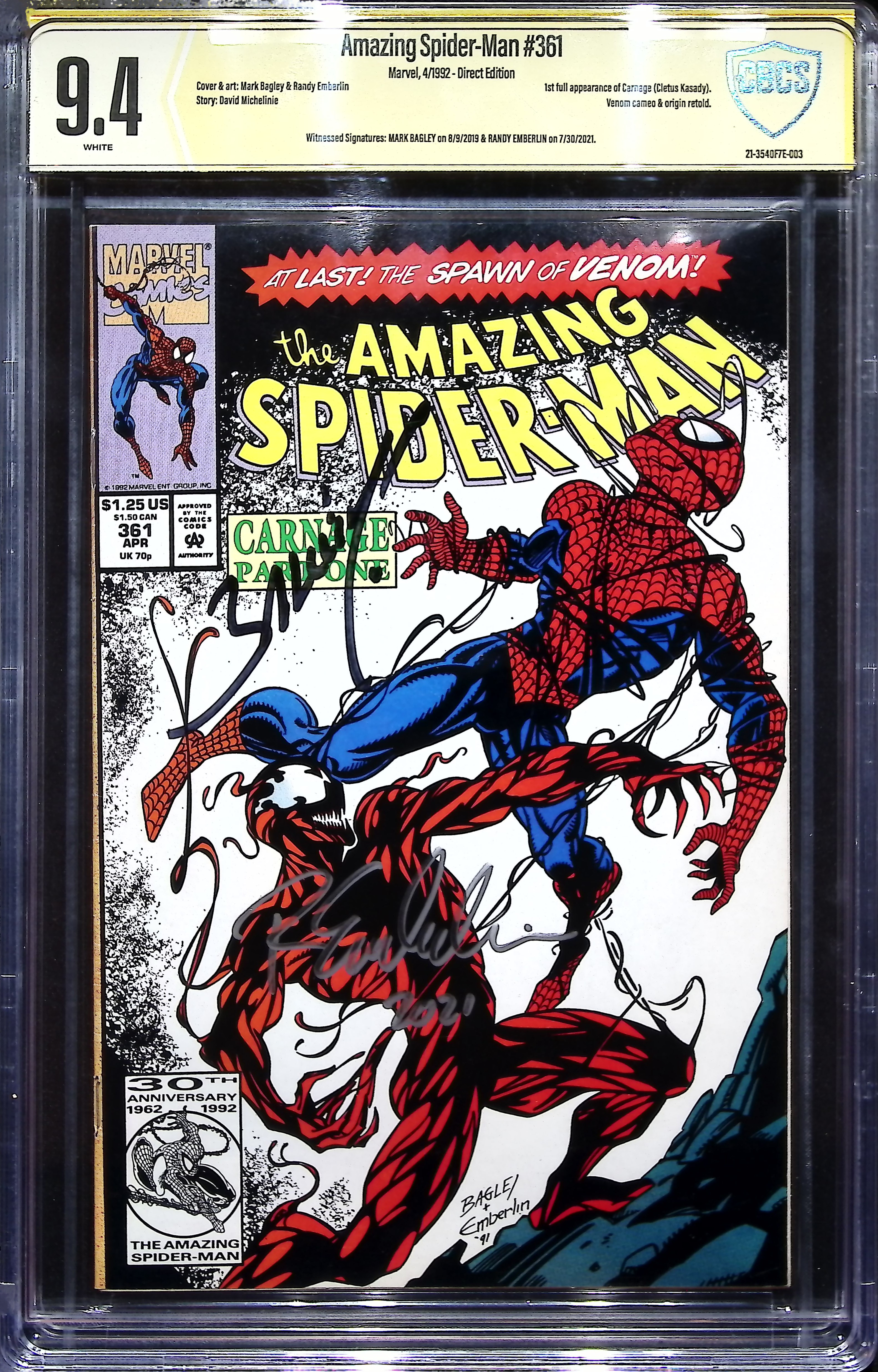 1992 Amazing Spider-Man #361 CBCS 9.4 Marvel Comics