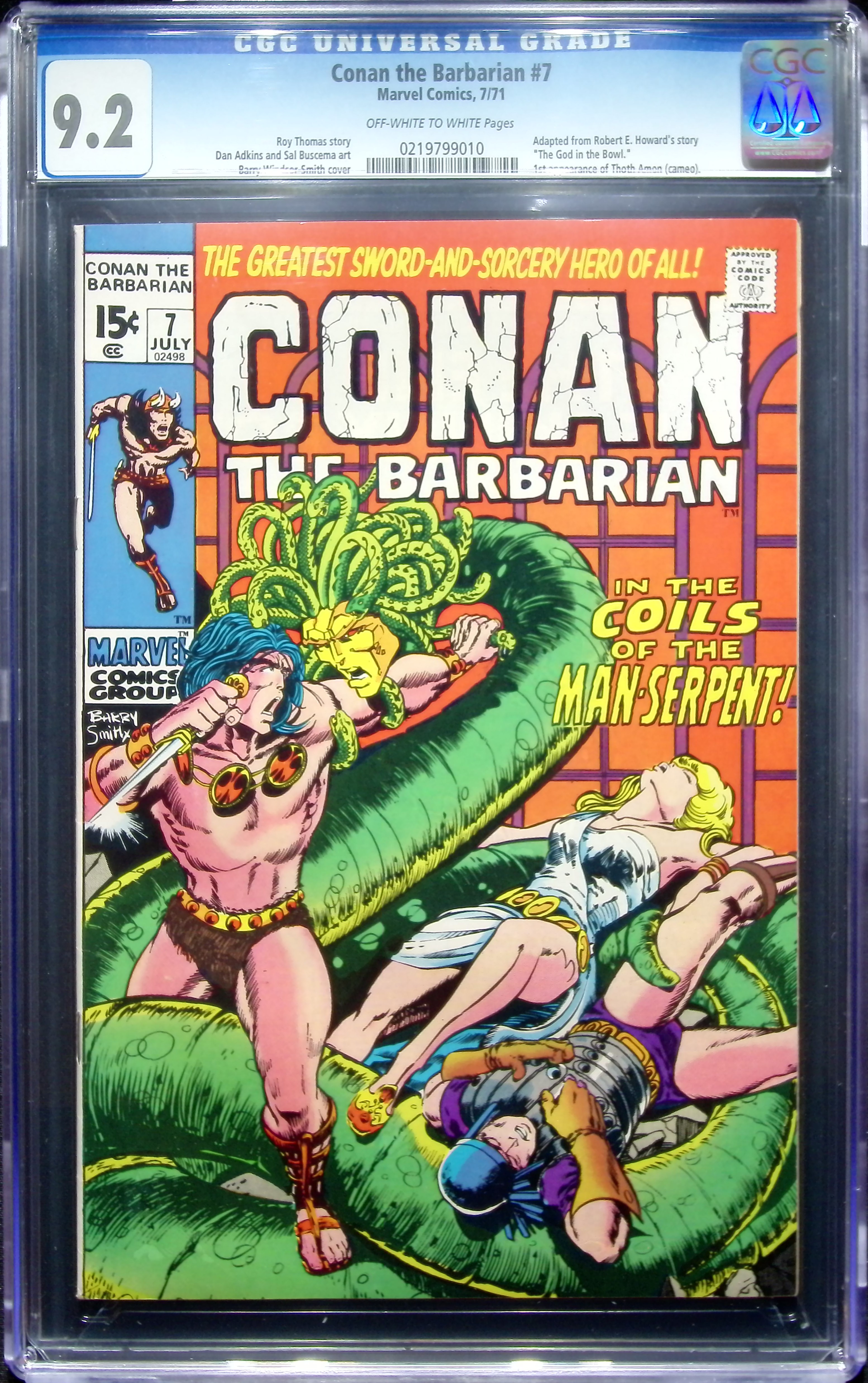 1971 Conan the Barbarian #7 CGC 9.2 Marvel Comics