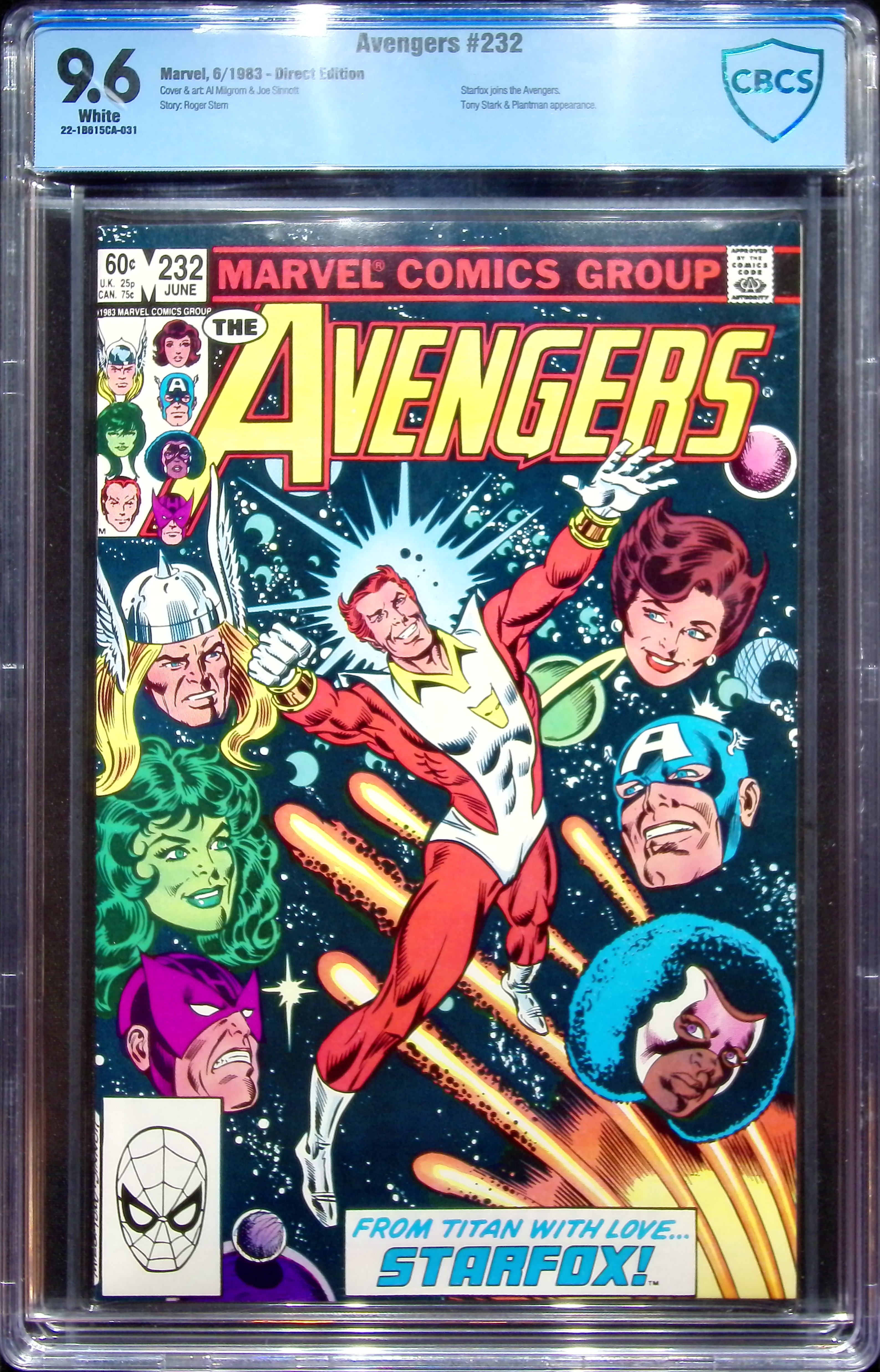 1983 Avengers #232 CBCS 9.6 Marvel Comics