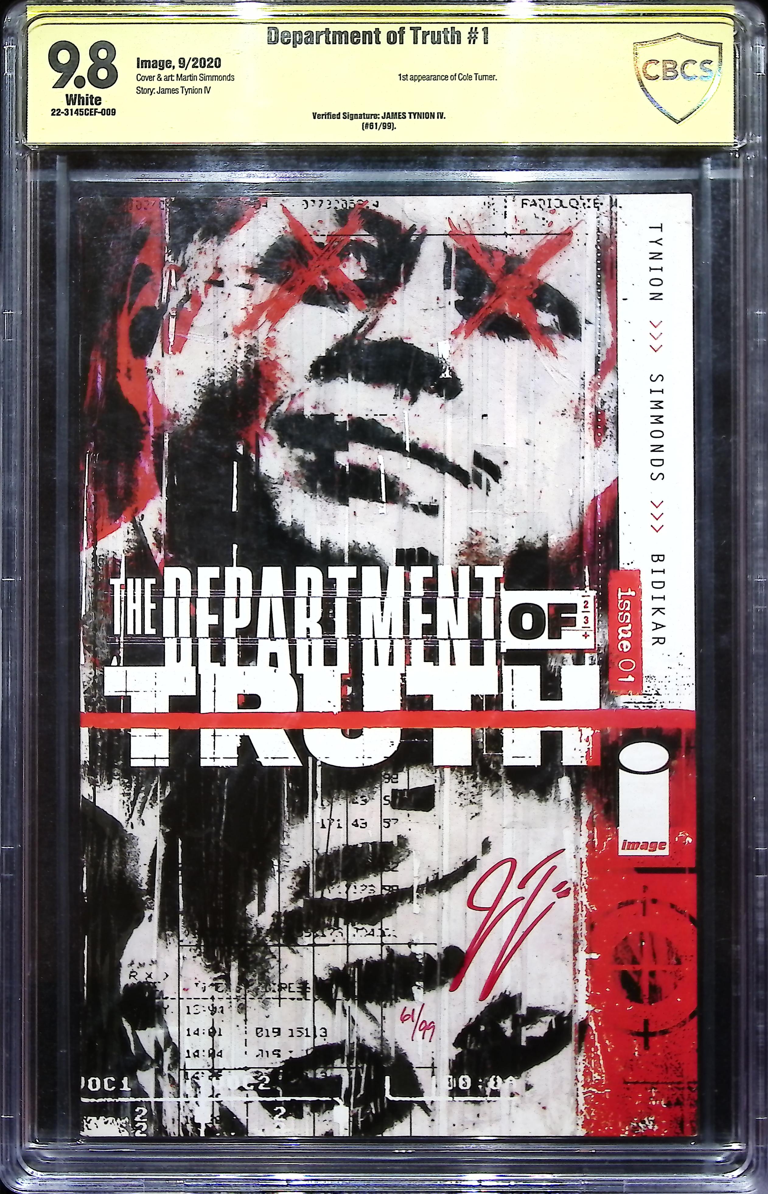 2020 Department of Truth #1 CBCS 9.8 Image Comics