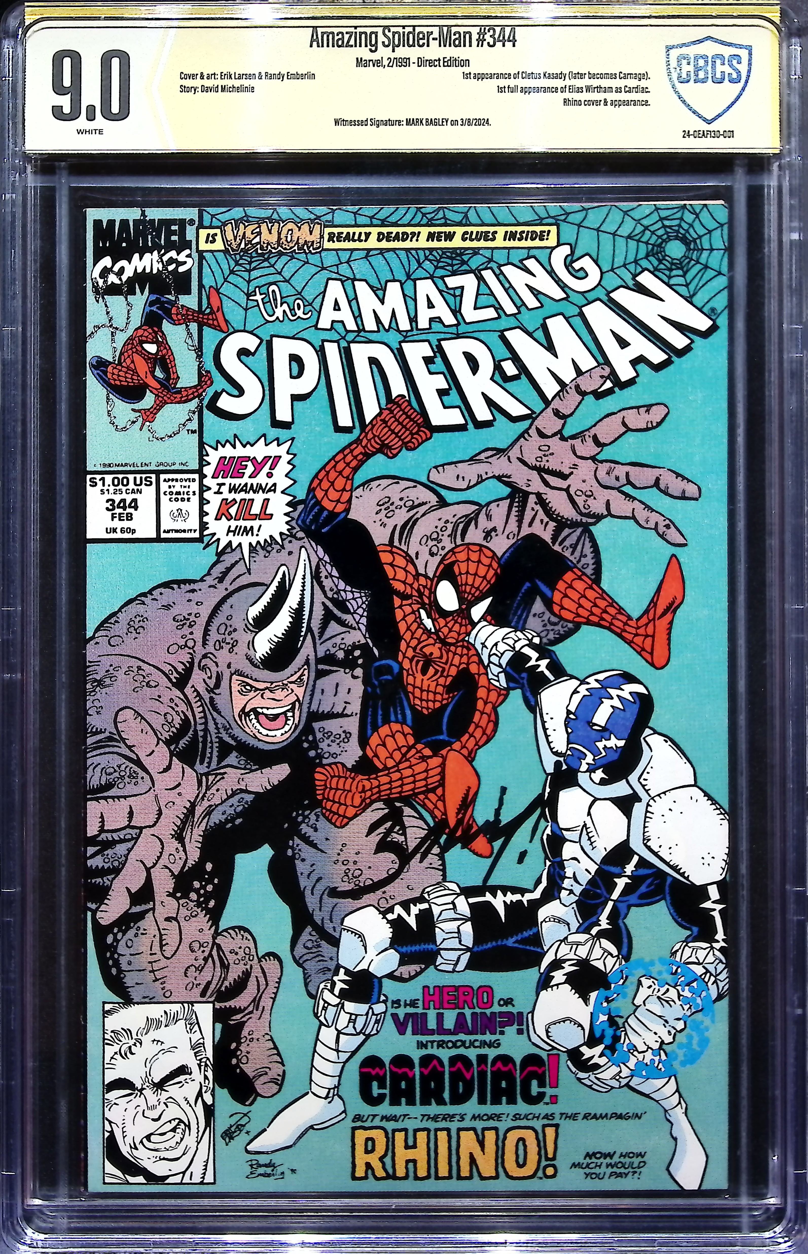 1991 Amazing Spider-Man #344 CBCS 9 Marvel Comics
