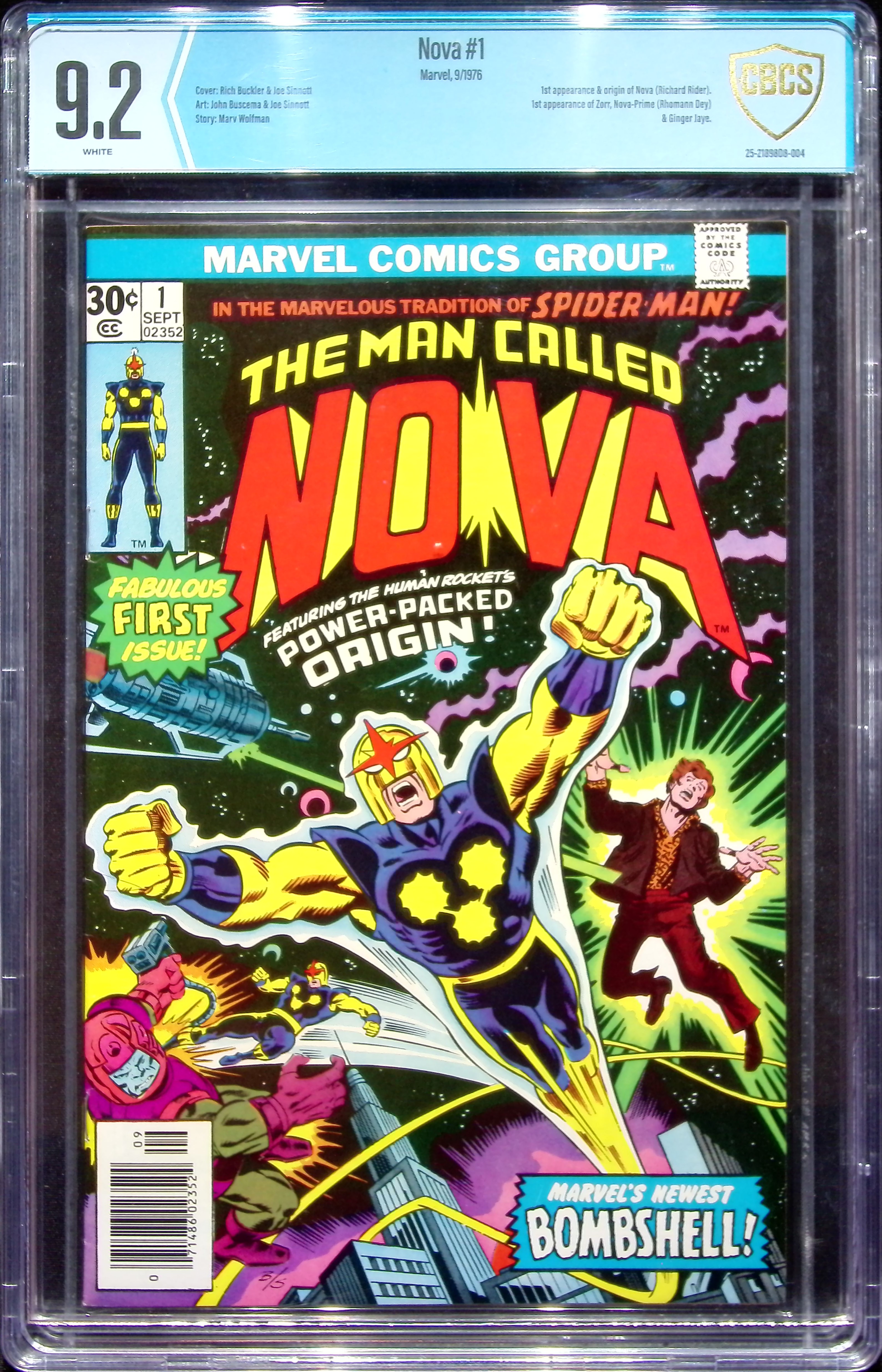1976 Nova #1 CBCS 9.2 Marvel Comics