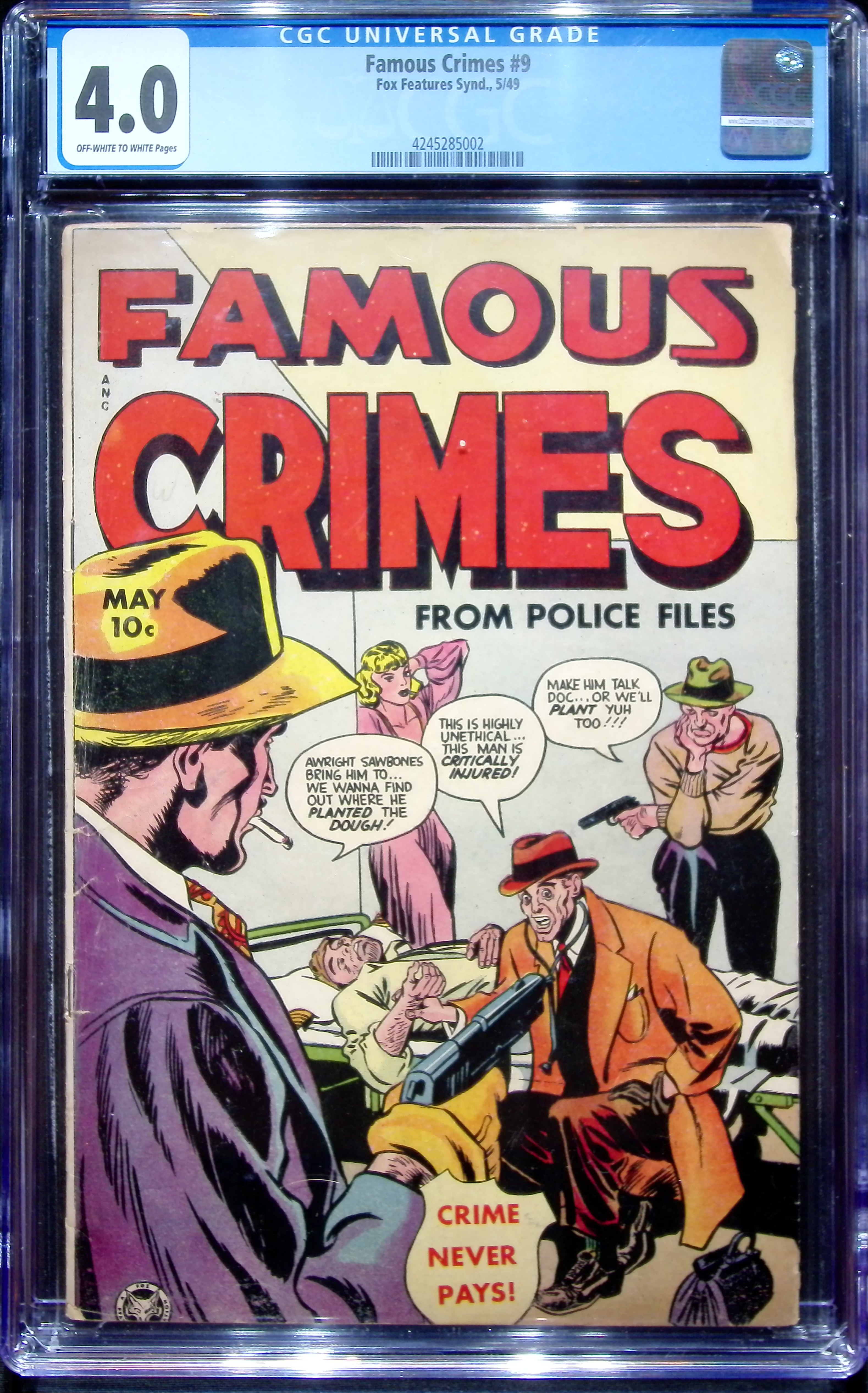 1949 Famous Crimes #9 CGC 4 Fox Features Synd.