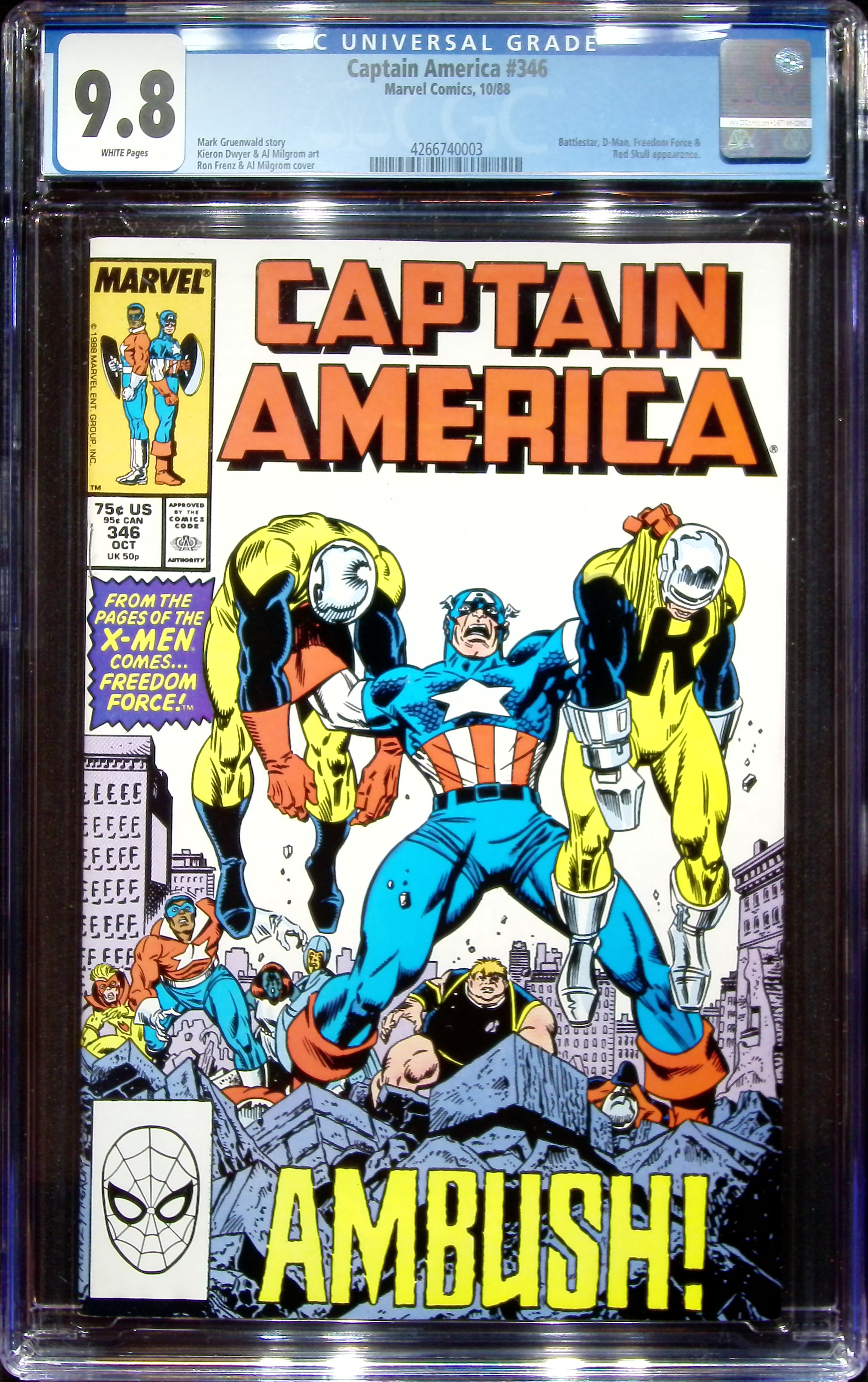 1988 Captain America #346 CGC 9.8 Marvel Comics