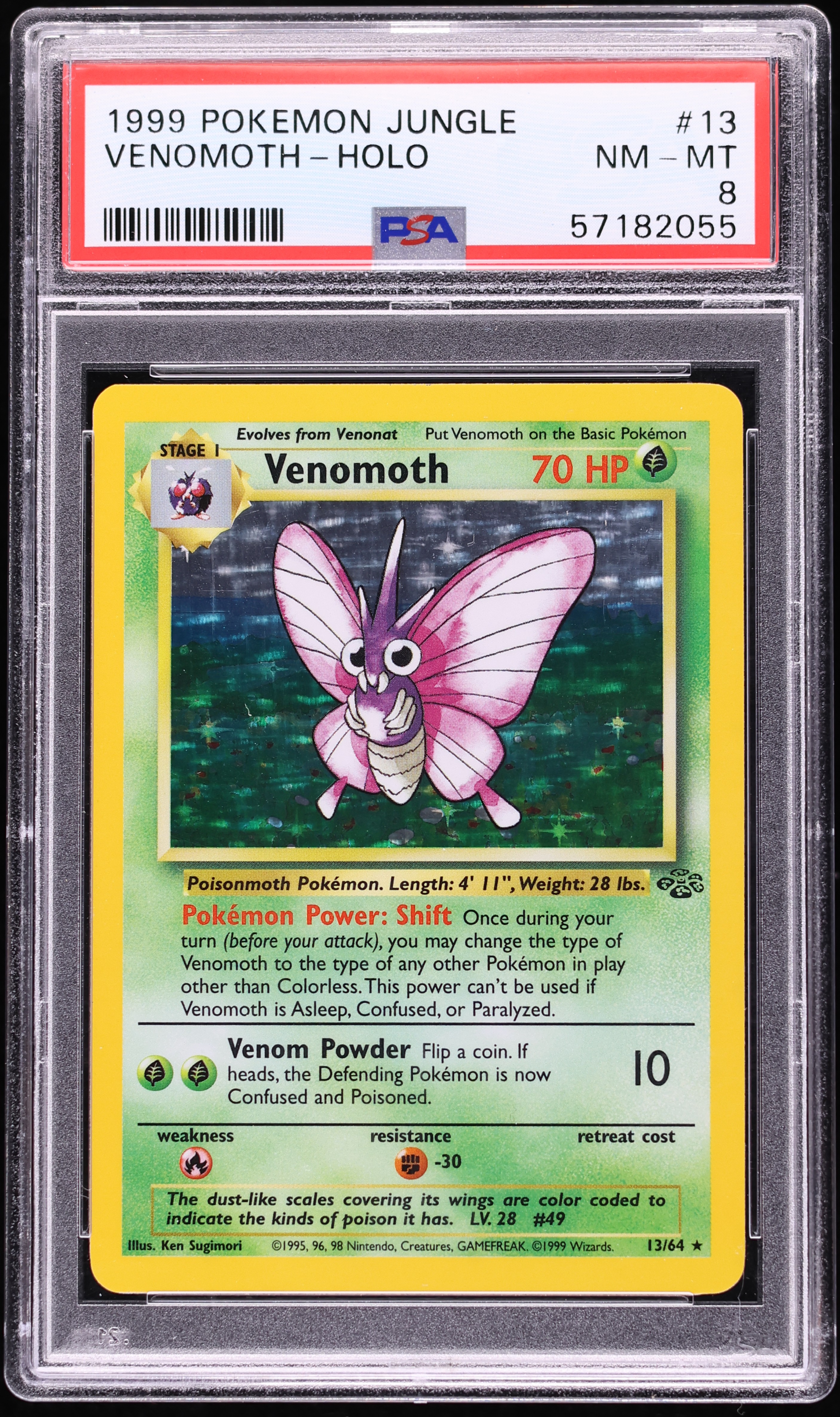 1999 #13 Venomoth-Holo PSA 8 Jungle Pokemon