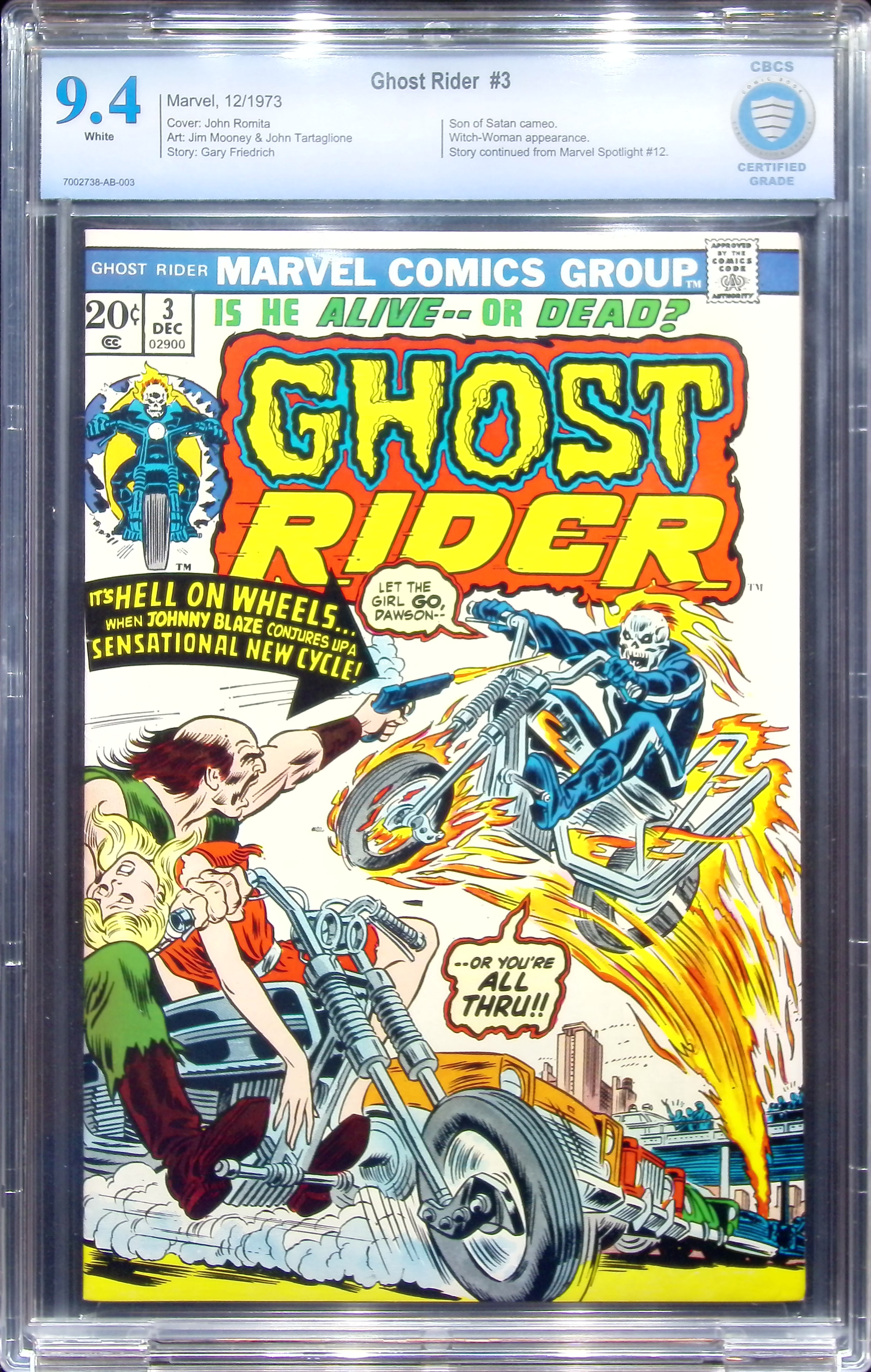 1973 Ghost Rider #3 CBCS 9.4 Marvel Comics