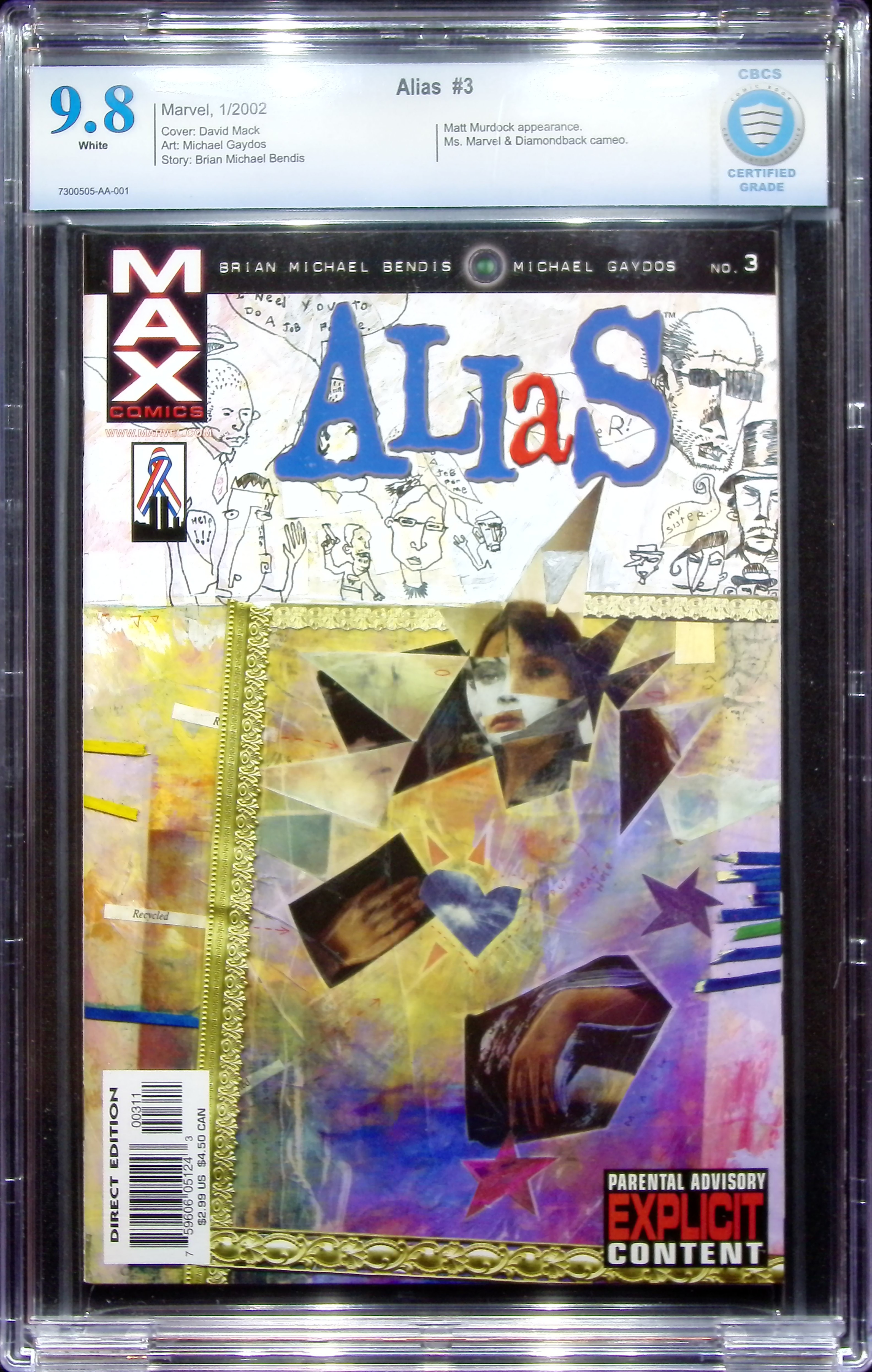 2002 Alias #3 CBCS 9.8 Marvel Comics