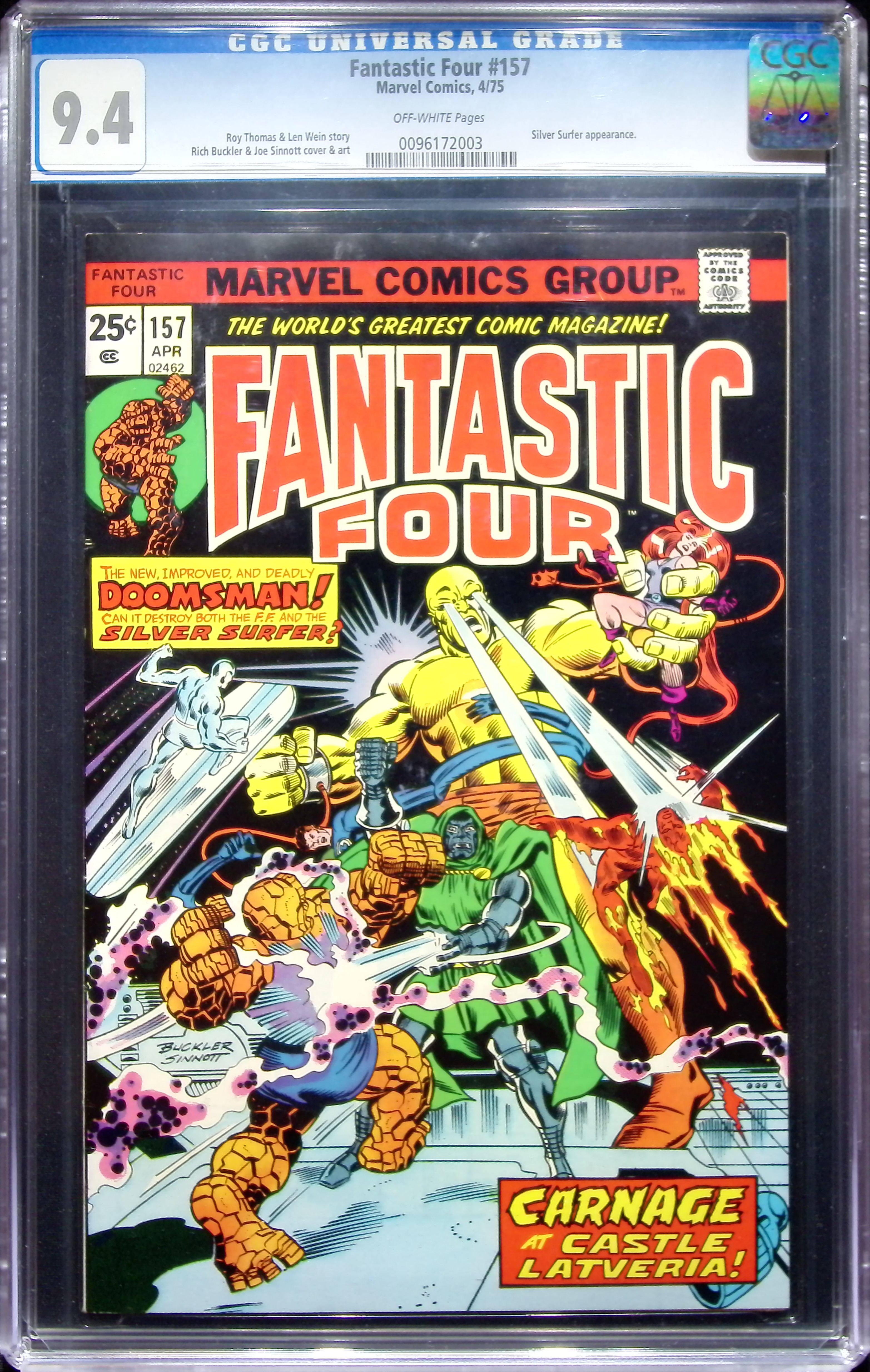1975 Fantastic Four #157 CGC 9.4 Marvel Comics