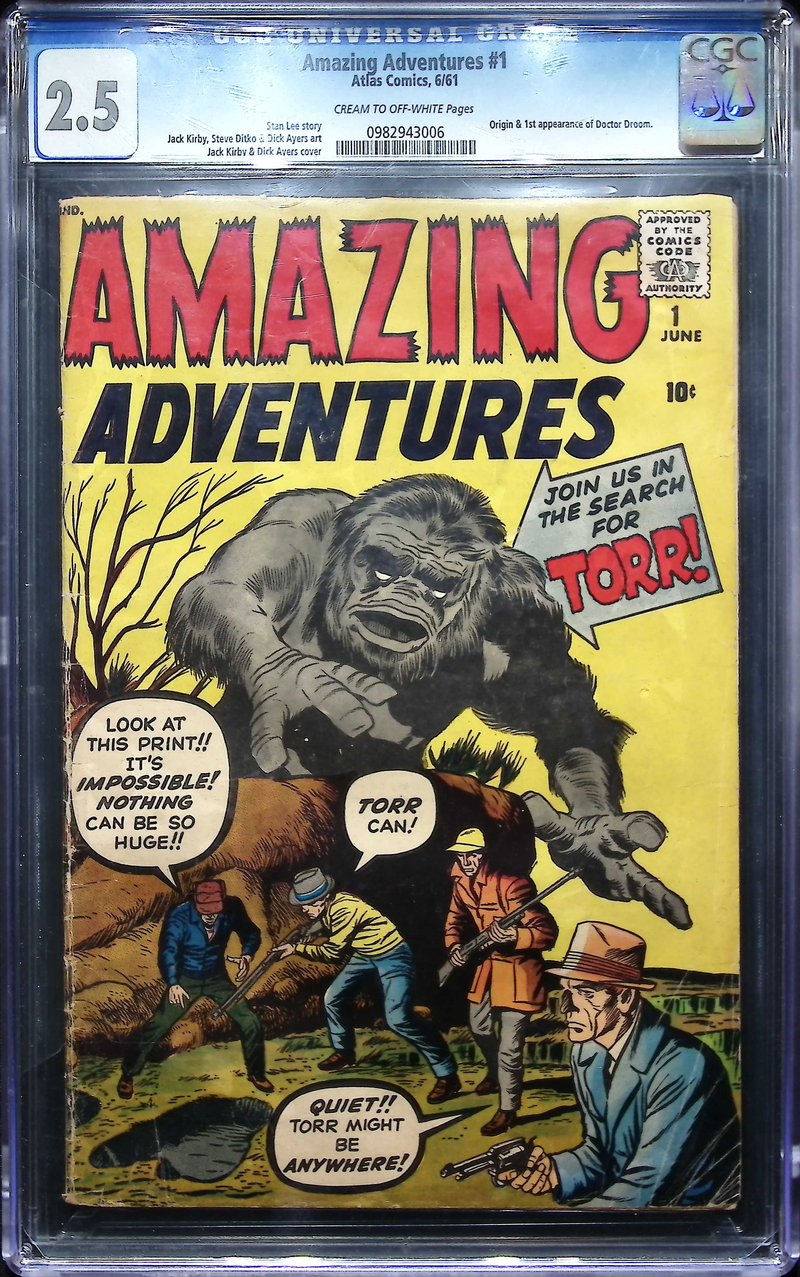 1961 Amazing Adventures #1 CGC 2.5 Atlas Comics