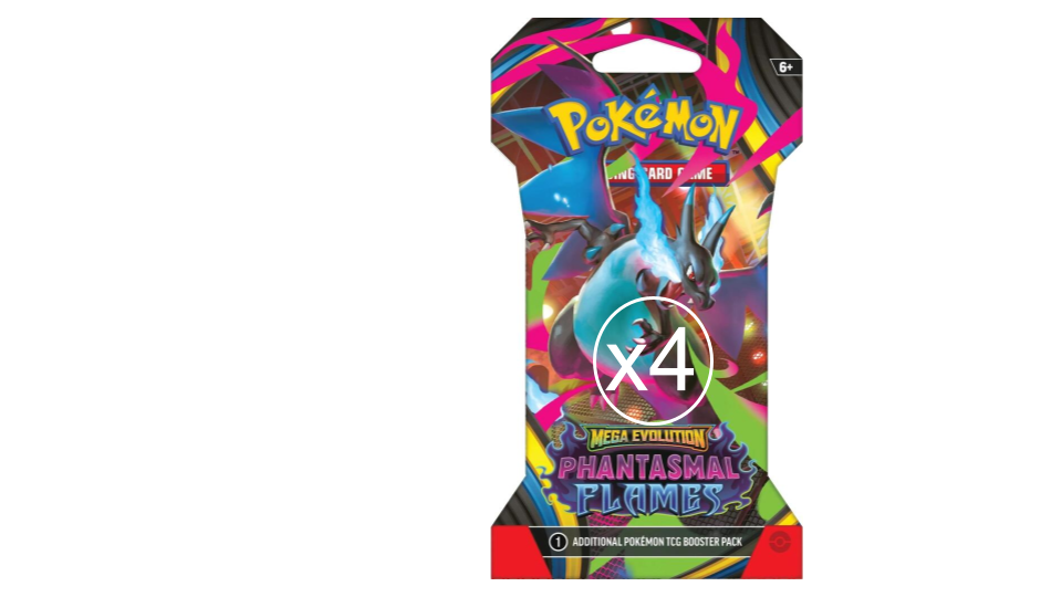 Pokemon Tcg: Mega Evolution Phantasmal Flames Sleeved Booster X4